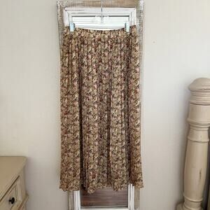 Vintage Pleated Floral Midi Skirt